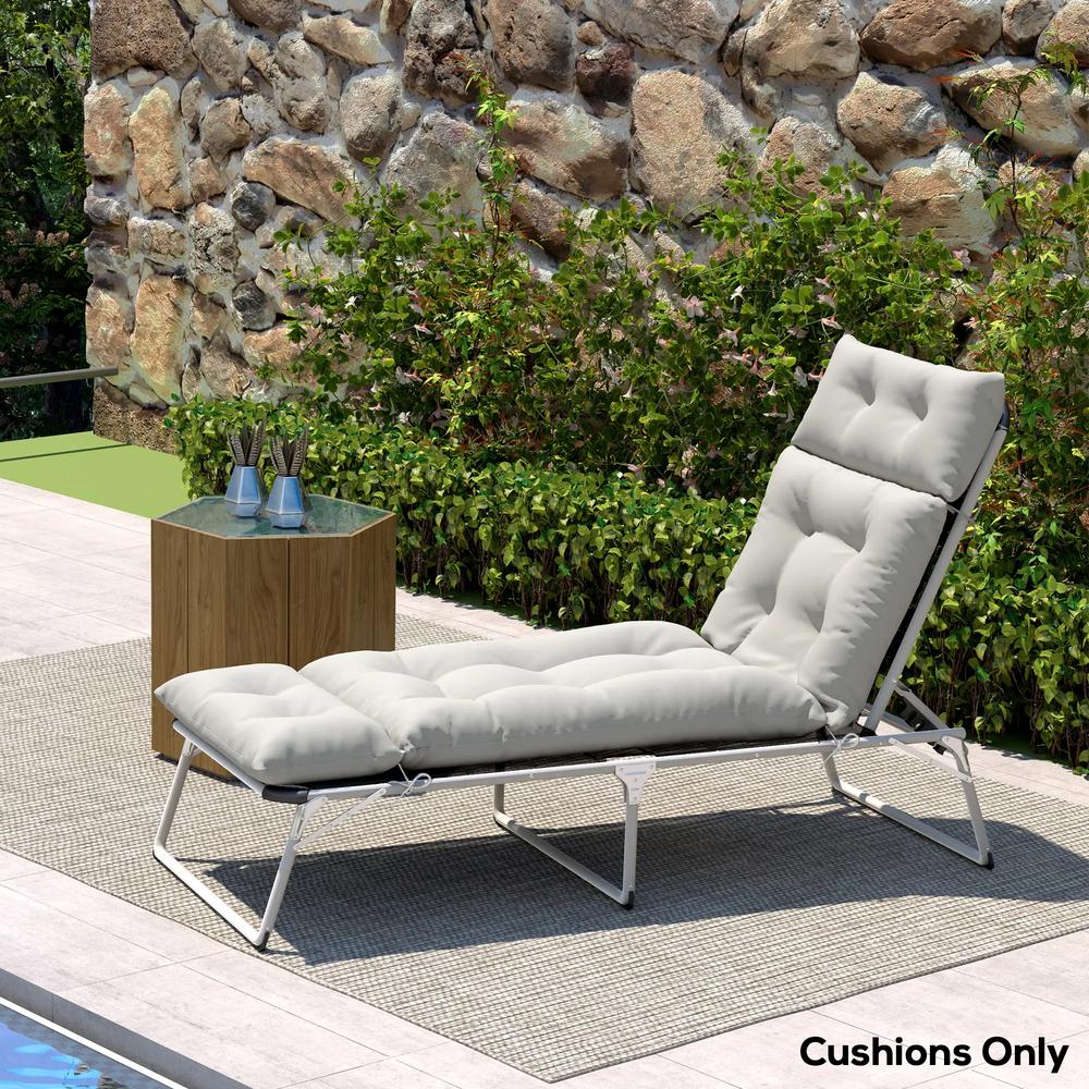 Outsunny Sun Lounger Cushion Only, 190 x 56 x 10 cm Garden Lounge Chair Cushion, UPF20+ 220gsm Fabric, Thick Sunbed Replacement Pad with 6 Ties 28