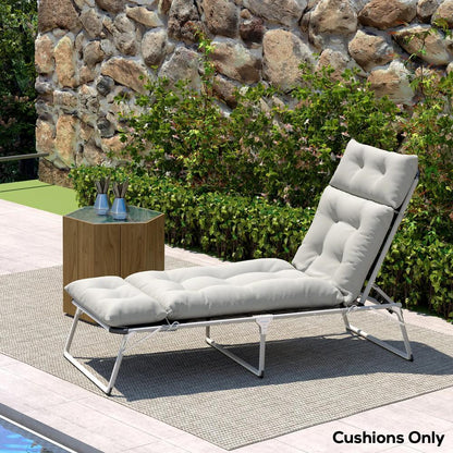 Outsunny Sun Lounger Cushion Only, 190 x 56 x 10 cm Garden Lounge Chair Cushion, UPF20+ 220gsm Fabric, Thick Sunbed Replacement Pad with 6 Ties 28