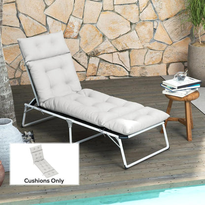 Outsunny Sun Lounger Cushion Only, 190 x 56 x 10 cm Garden Lounge Chair Cushion, UPF20+ 220gsm Fabric, Thick Sunbed Replacement Pad with 6 Ties 29