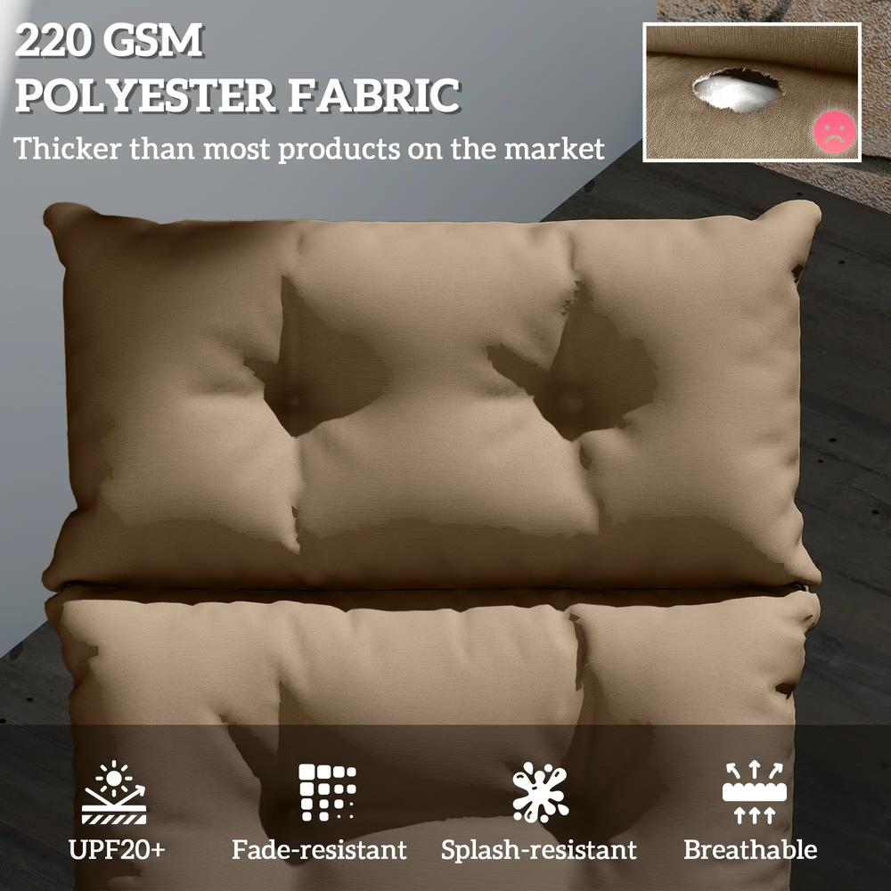 Outsunny Sun Lounger Cushion Only, 190 x 56 x 10 cm Garden Lounge Chair Cushion, UPF20+ 220gsm Fabric, Thick Sunbed Replacement Pad with 6 Ties 3