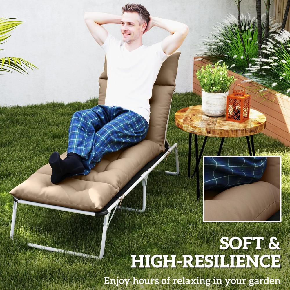 Outsunny Sun Lounger Cushion Only, 190 x 56 x 10 cm Garden Lounge Chair Cushion, UPF20+ 220gsm Fabric, Thick Sunbed Replacement Pad with 6 Ties 4