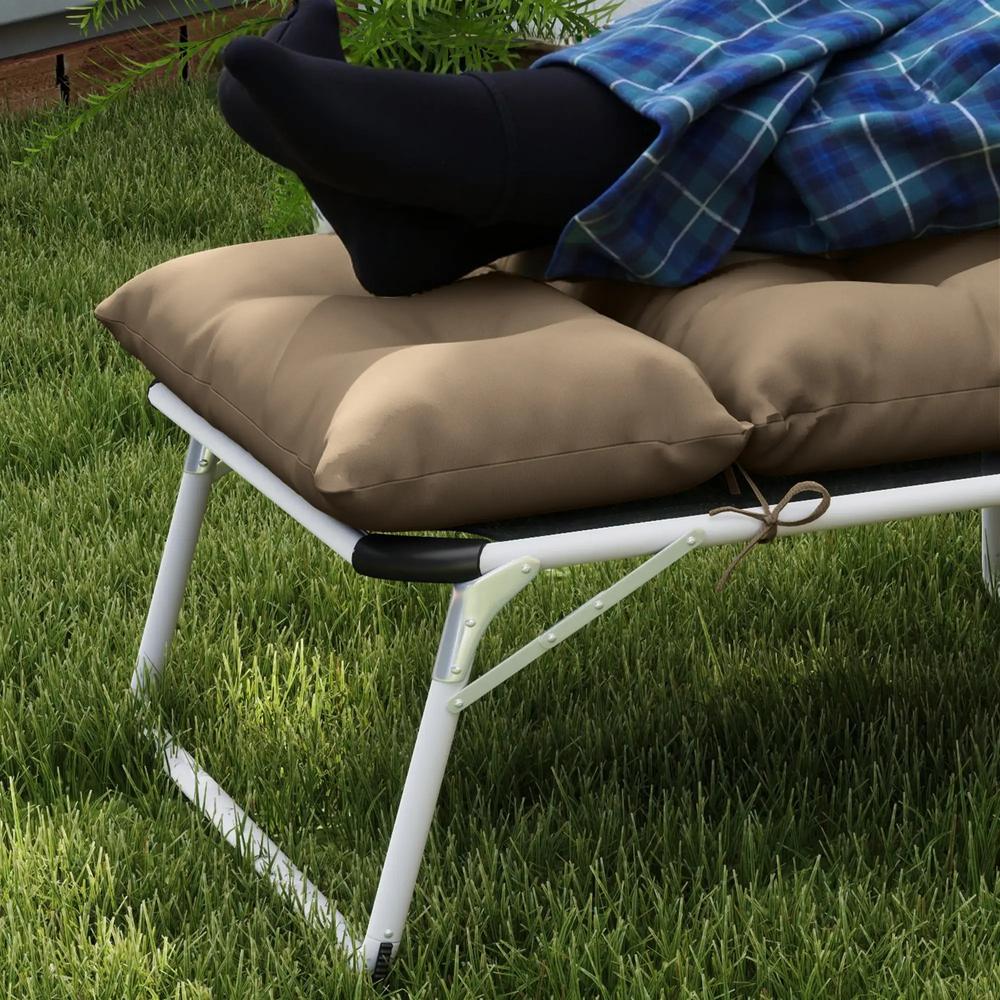 Outsunny Sun Lounger Cushion Only, 190 x 56 x 10 cm Garden Lounge Chair Cushion, UPF20+ 220gsm Fabric, Thick Sunbed Replacement Pad with 6 Ties 8
