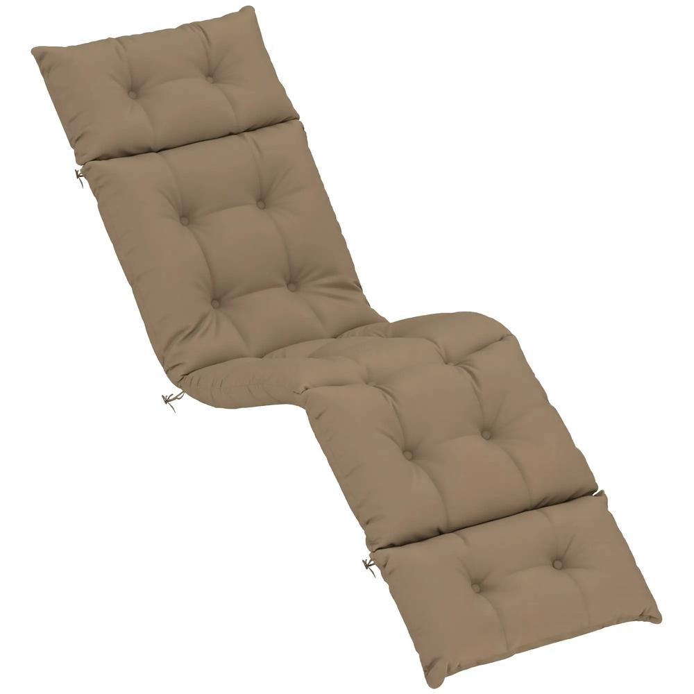 Outsunny Sun Lounger Cushion Only, 190 x 56 x 10 cm Garden Lounge Chair Cushion, UPF20+ 220gsm Fabric, Thick Sunbed Replacement Pad with 6 Ties 9