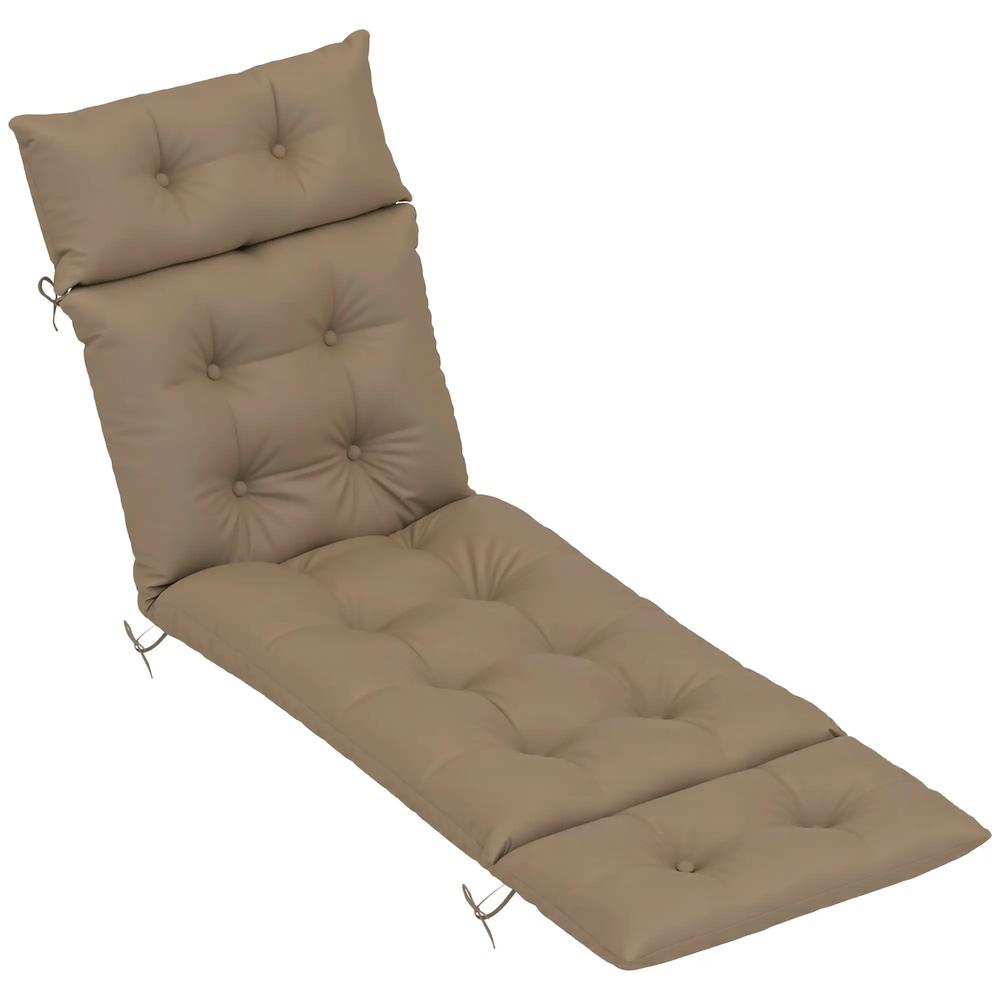 Outsunny Sun Lounger Cushion Only, 190 x 56 x 10 cm Garden Lounge Chair Cushion, UPF20+ 220gsm Fabric, Thick Sunbed Replacement Pad with 6 Ties 
