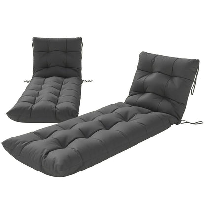 Outsunny Sun Lounger Cushions Only, Garden Lounge Chair Cushions Set of 2, Sunbed Replacement Pads with 4 Ties 10