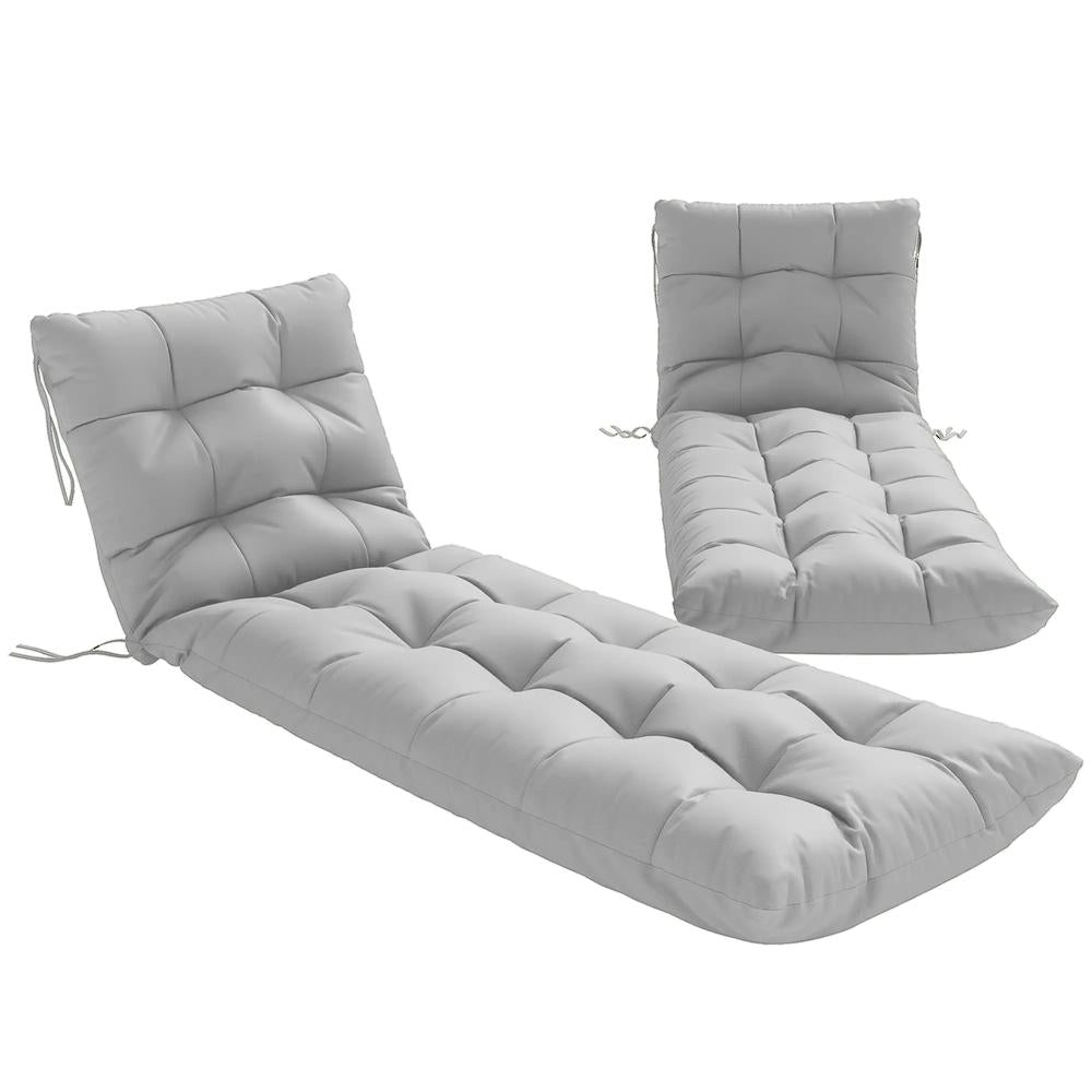 Outsunny Sun Lounger Cushions Only, Garden Lounge Chair Cushions Set of 2, Sunbed Replacement Pads with 4 Ties 11
