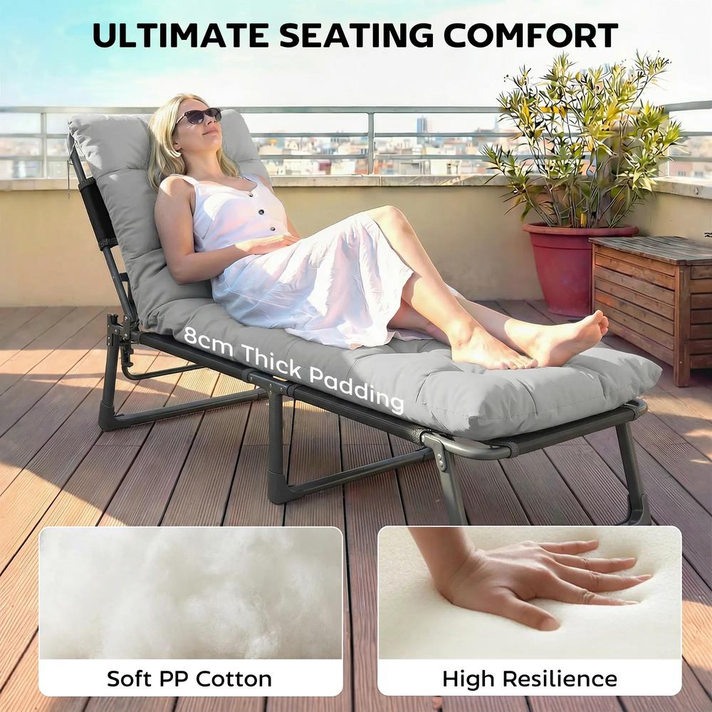 Outsunny Sun Lounger Cushions Only, Garden Lounge Chair Cushions Set of 2, Sunbed Replacement Pads with 4 Ties 14