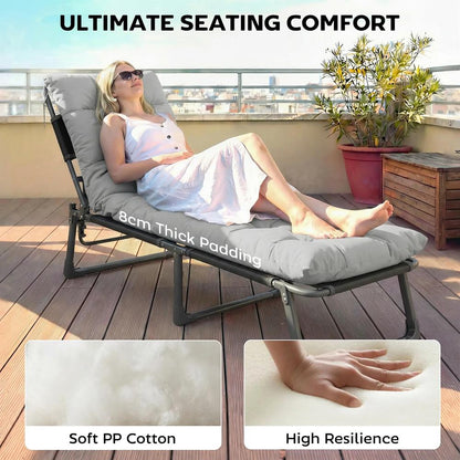 Outsunny Sun Lounger Cushions Only, Garden Lounge Chair Cushions Set of 2, Sunbed Replacement Pads with 4 Ties 14