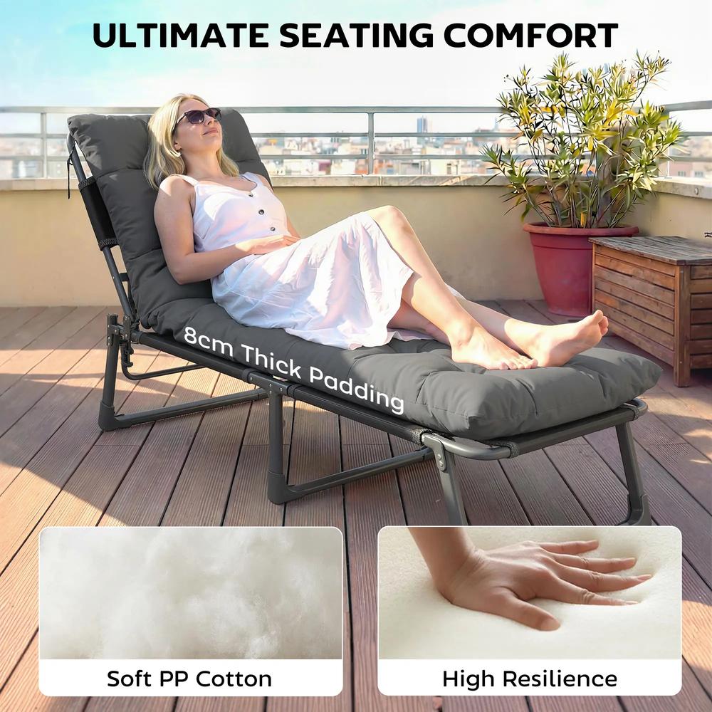 Outsunny Sun Lounger Cushions Only, Garden Lounge Chair Cushions Set of 2, Sunbed Replacement Pads with 4 Ties 3