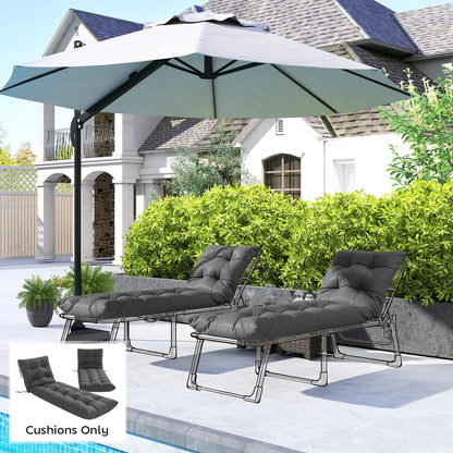 Outsunny Sun Lounger Cushions Only, Garden Lounge Chair Cushions Set of 2, Sunbed Replacement Pads with 4 Ties 9