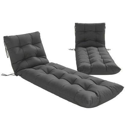 Outsunny Sun Lounger Cushions Only, Garden Lounge Chair Cushions Set of 2, Sunbed Replacement Pads with 4 Ties 