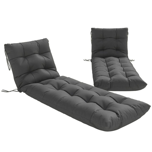 Outsunny Sun Lounger Cushions Only, Garden Lounge Chair Cushions Set of 2, Sunbed Replacement Pads with 4 Ties 