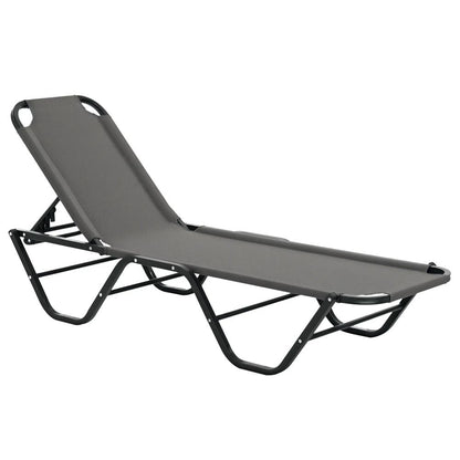 Outsunny Sun Lounger Relaxed Recliner with 5-Position Adjustable Backrest Aluminium Frame for Pool, Sun Bathing, Grey 