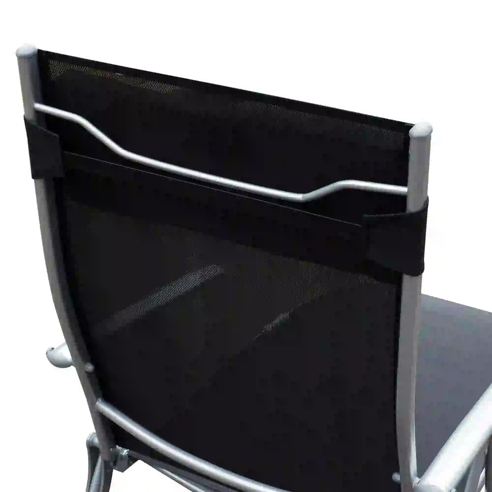 Outsunny Sun Lounger Steel Frame Outdoor Folding Chaise Texteline Lounge Chair Recliner with Headrest & 7 Levels Adjustable Backrest 18