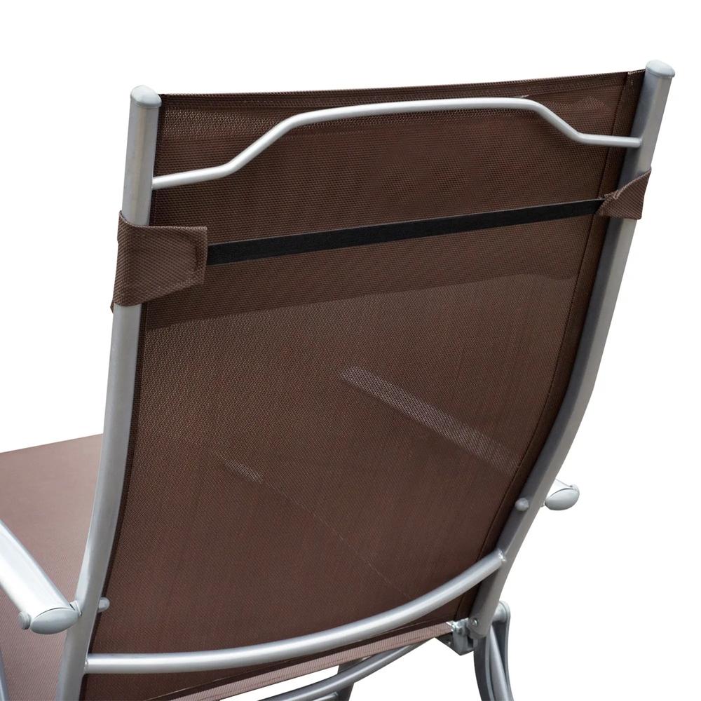 Outsunny Sun Lounger Steel Frame Outdoor Folding Chaise Texteline Lounge Chair Recliner with Headrest & 7 Levels Adjustable Backrest 27