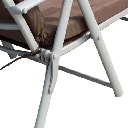 Outsunny Sun Lounger Steel Frame Outdoor Folding Chaise Texteline Lounge Chair Recliner with Headrest & 7 Levels Adjustable Backrest 39