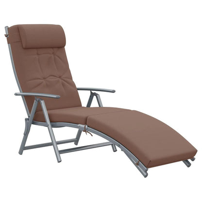 Outsunny Sun Lounger Steel Frame Outdoor Folding Chaise Texteline Lounge Chair Recliner with Headrest & 7 Levels Adjustable Backrest 41