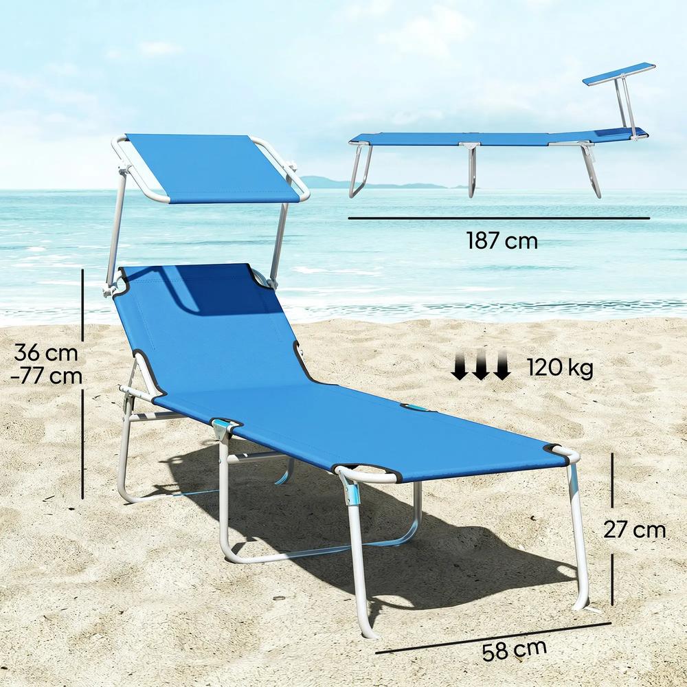 Outsunny Sun Lounger, with Adjustable Face Canopy 14