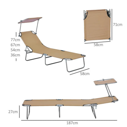 Outsunny Sun Lounger, with Adjustable Face Canopy 2