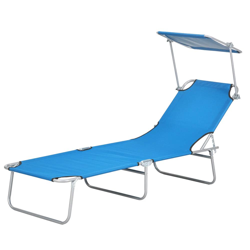 Outsunny Sun Lounger, with Adjustable Face Canopy 22