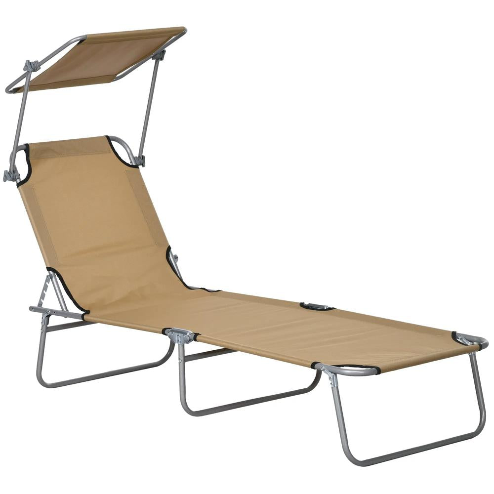 Outsunny Sun Lounger, with Adjustable Face Canopy 