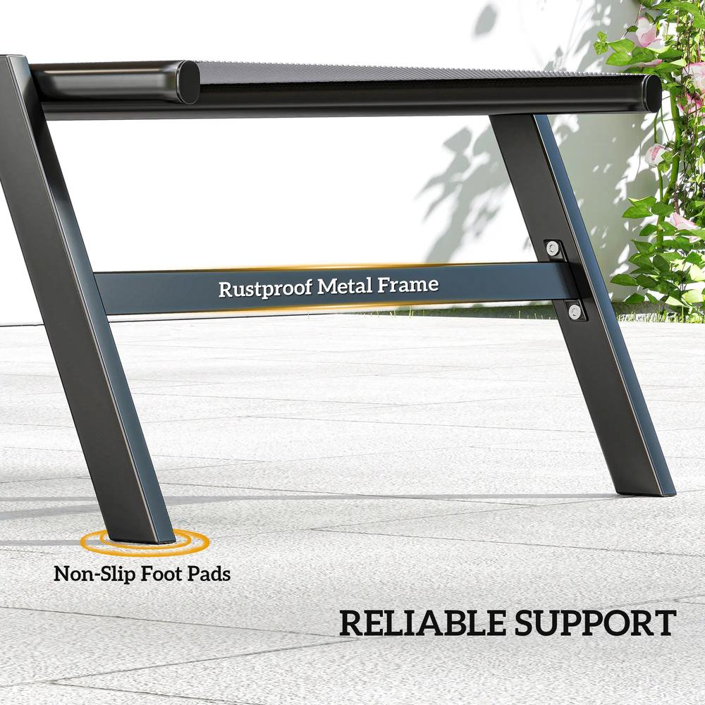 Outsunny Sun Loungers Set of 2 with Side Tray Table, Garden Recliners with 5-Position Adjustable Backrest, 2 Wheels 17