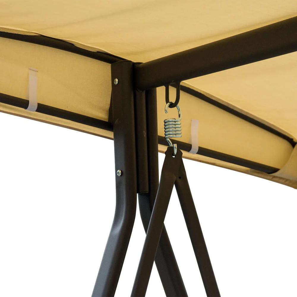 Outsunny Swing Chair Hammock Chair 3 Seater Canopy Cushion Shelter Outdoor Bench Steel Beige 11