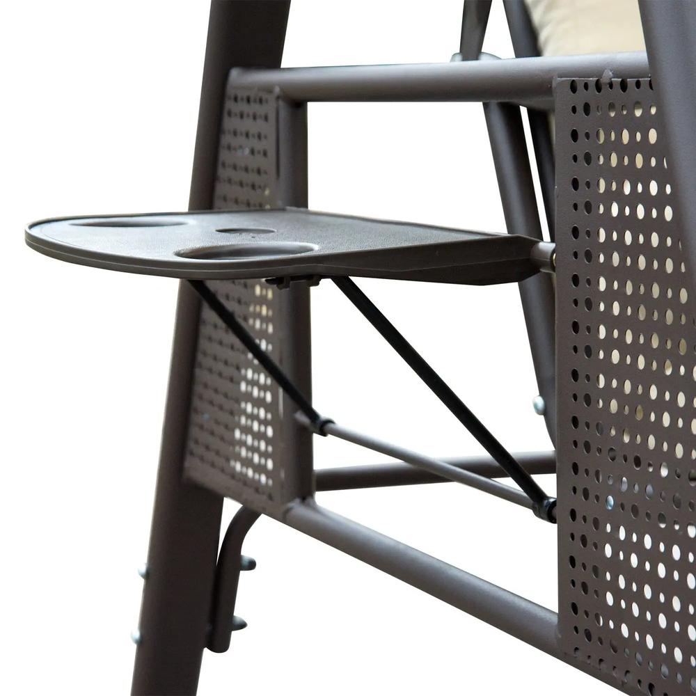 Outsunny Swing Chair Hammock Chair 3 Seater Canopy Cushion Shelter Outdoor Bench Steel Beige 12