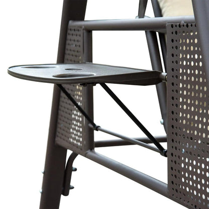 Outsunny Swing Chair Hammock Chair 3 Seater Canopy Cushion Shelter Outdoor Bench Steel Beige 12