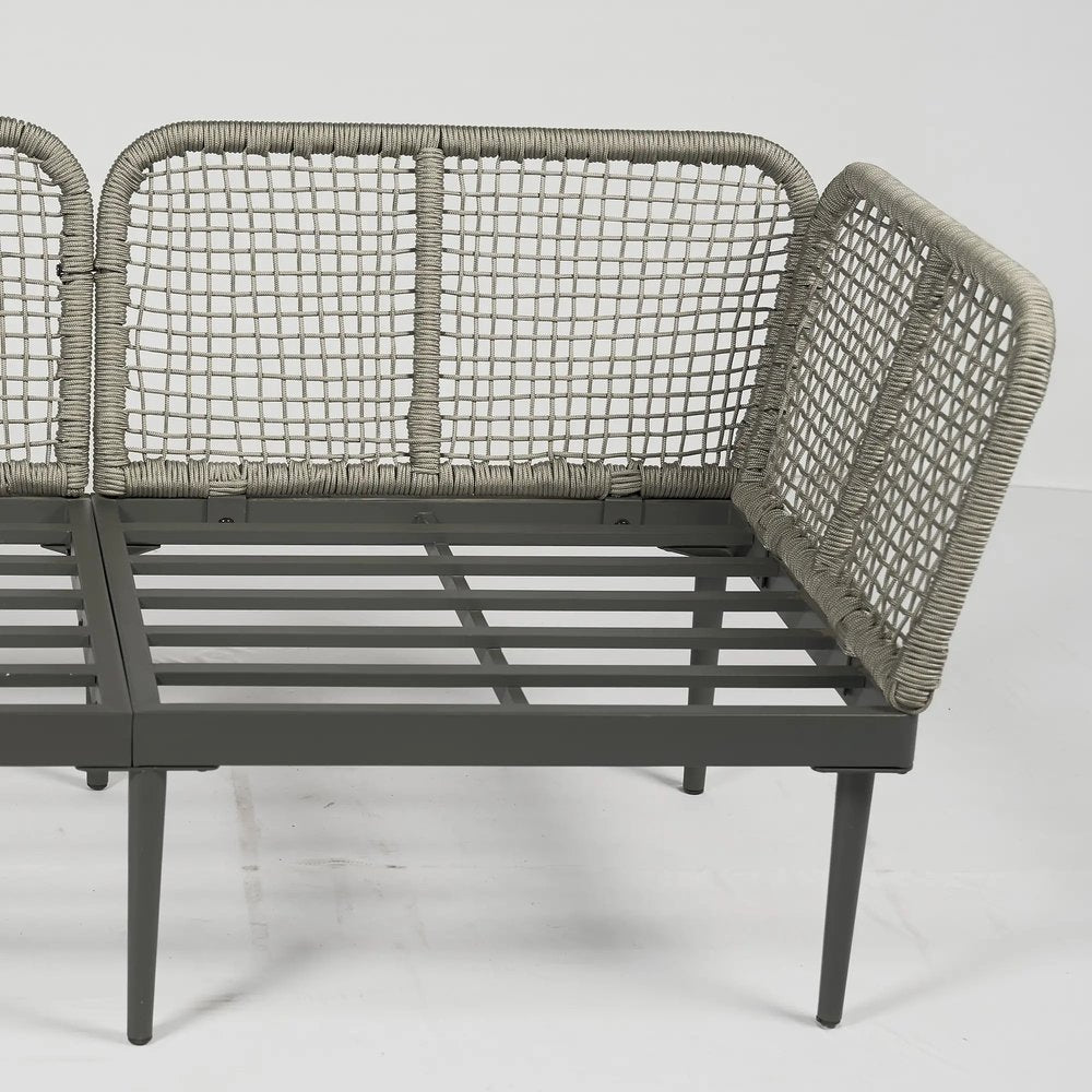Outsunny Thee-Piece 'L' Rattan Sofa Set - Grey 10