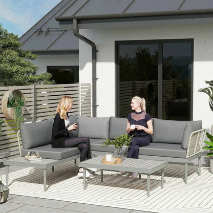 Outsunny Thee-Piece 'L' Rattan Sofa Set - Grey 13