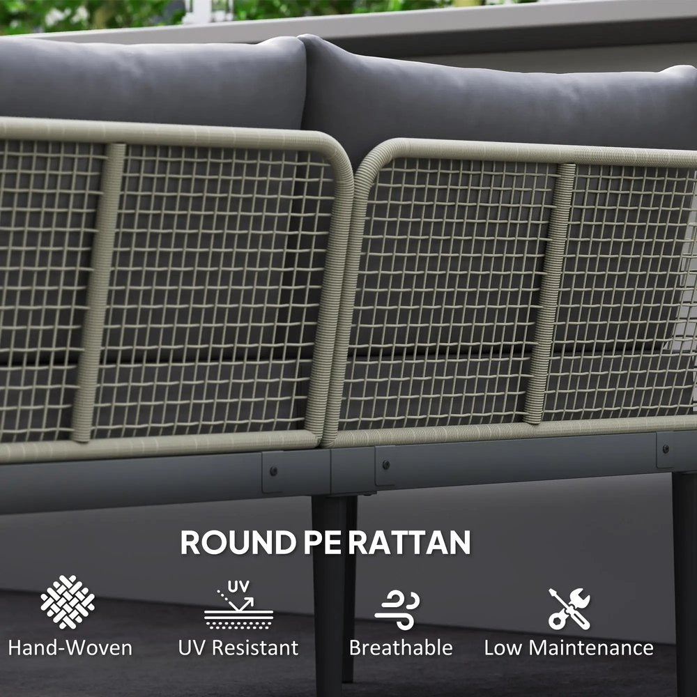 Outsunny Thee-Piece 'L' Rattan Sofa Set - Grey 6