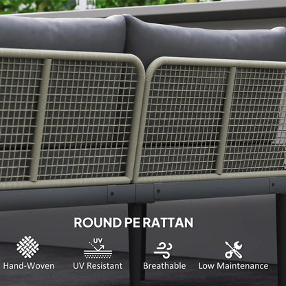 Outsunny Thee-Piece 'L' Rattan Sofa Set - Grey 6