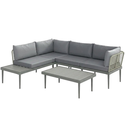 Outsunny Thee-Piece 'L' Rattan Sofa Set - Grey 