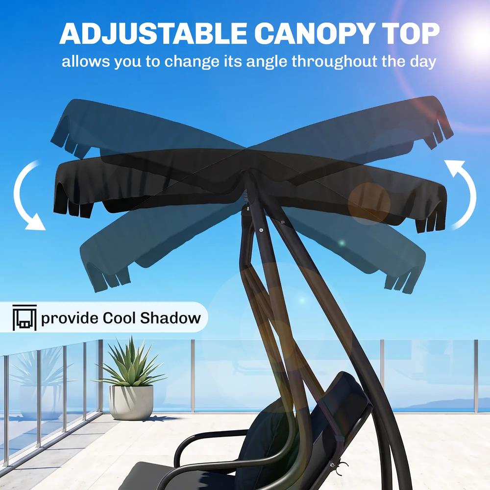 Outsunny Three-Person garden Swing Chair, with Adjustable Canopy 19