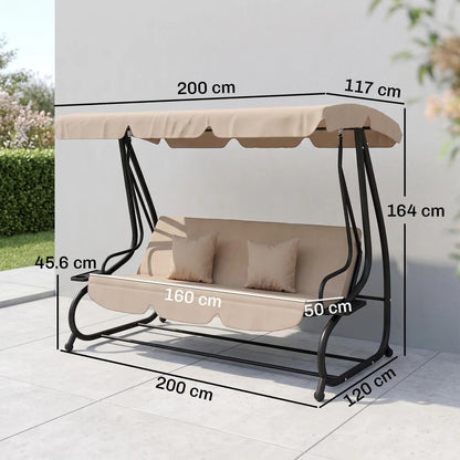 Outsunny Three-Person garden Swing Chair, with Adjustable Canopy 2