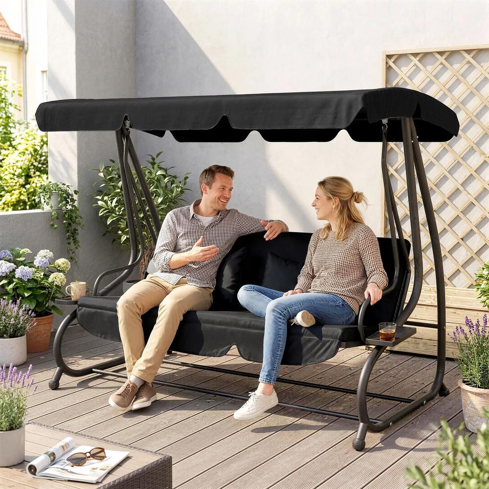 Outsunny Three-Person garden Swing Chair, with Adjustable Canopy 22