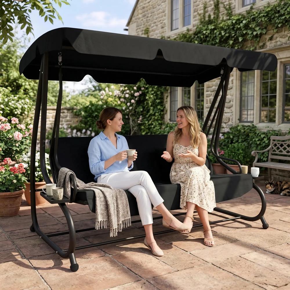 Outsunny Three-Person garden Swing Chair, with Adjustable Canopy 23