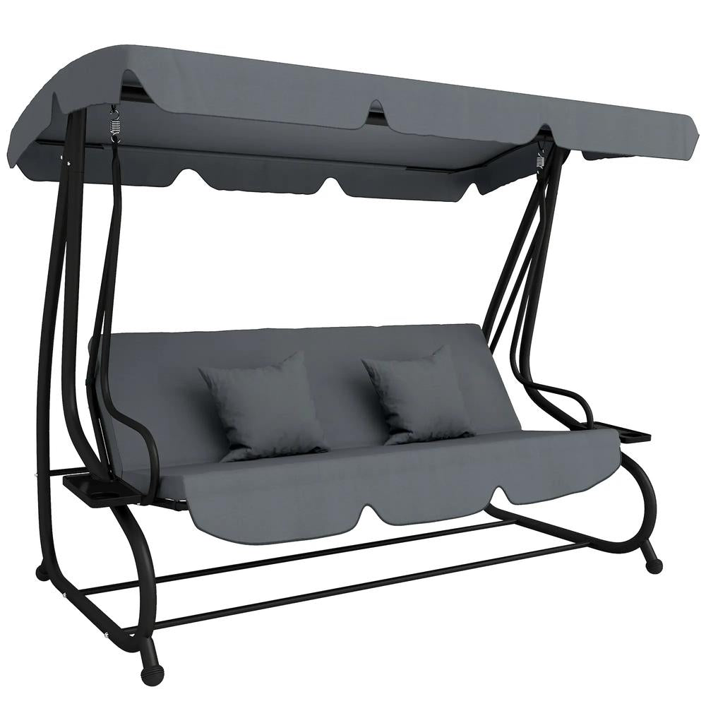 Outsunny Three-Person garden Swing Chair, with Adjustable Canopy 30