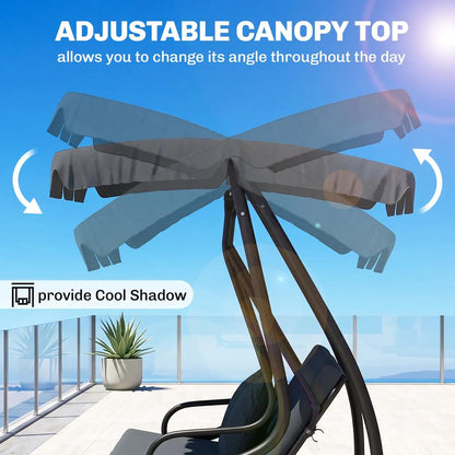 Outsunny Three-Person garden Swing Chair, with Adjustable Canopy 34