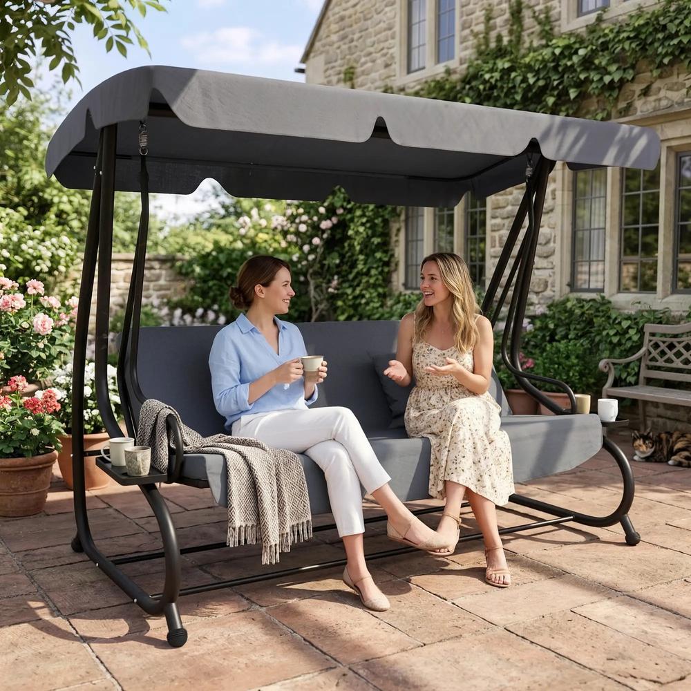 Outsunny Three-Person garden Swing Chair, with Adjustable Canopy 38