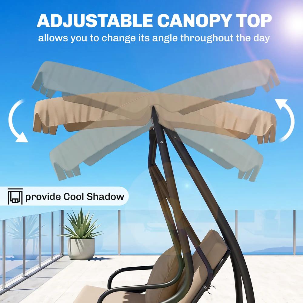 Outsunny Three-Person garden Swing Chair, with Adjustable Canopy 4