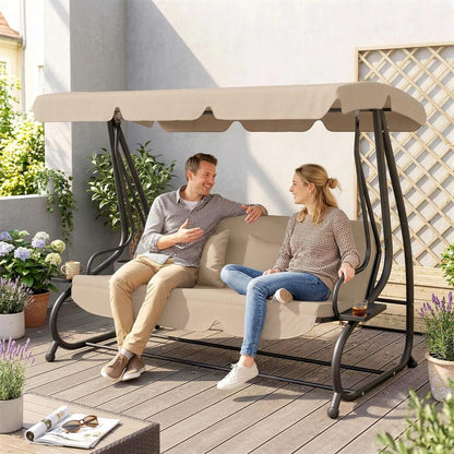Outsunny Three-Person garden Swing Chair, with Adjustable Canopy 7