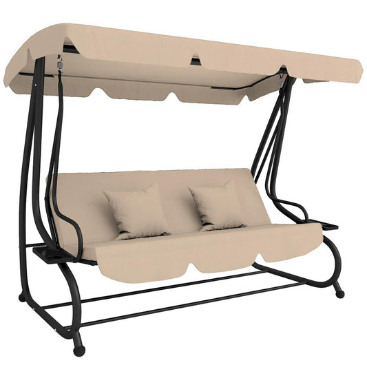 Outsunny Three-Person garden Swing Chair, with Adjustable Canopy 