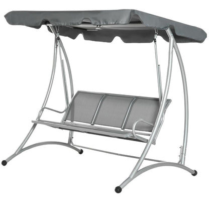 Outsunny Three Person Steel Outdoor Porch Swing Chair Bench w/ Canopy Cover 10