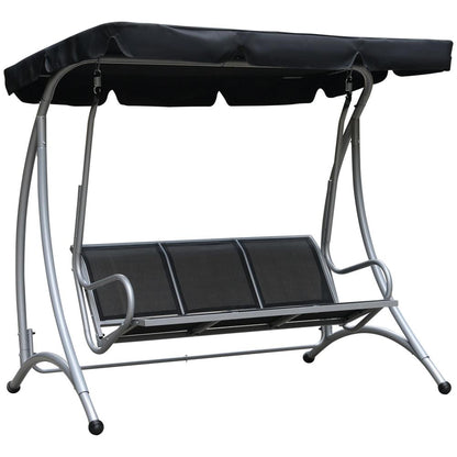 Outsunny Three Person Steel Outdoor Porch Swing Chair Bench w/ Canopy Cover 11
