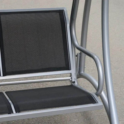Outsunny Three Person Steel Outdoor Porch Swing Chair Bench w/ Canopy Cover 19