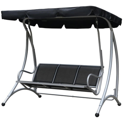 Outsunny Three Person Steel Outdoor Porch Swing Chair Bench w/ Canopy Cover 28