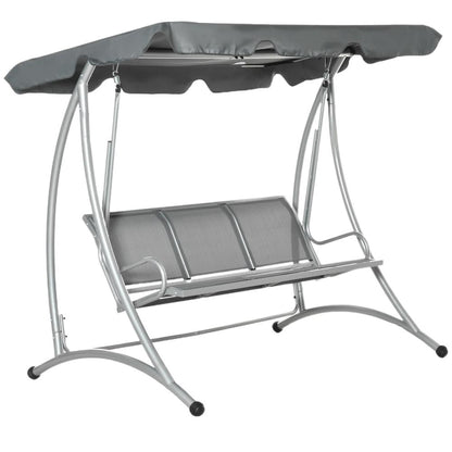 Outsunny Three Person Steel Outdoor Porch Swing Chair Bench w/ Canopy Cover 