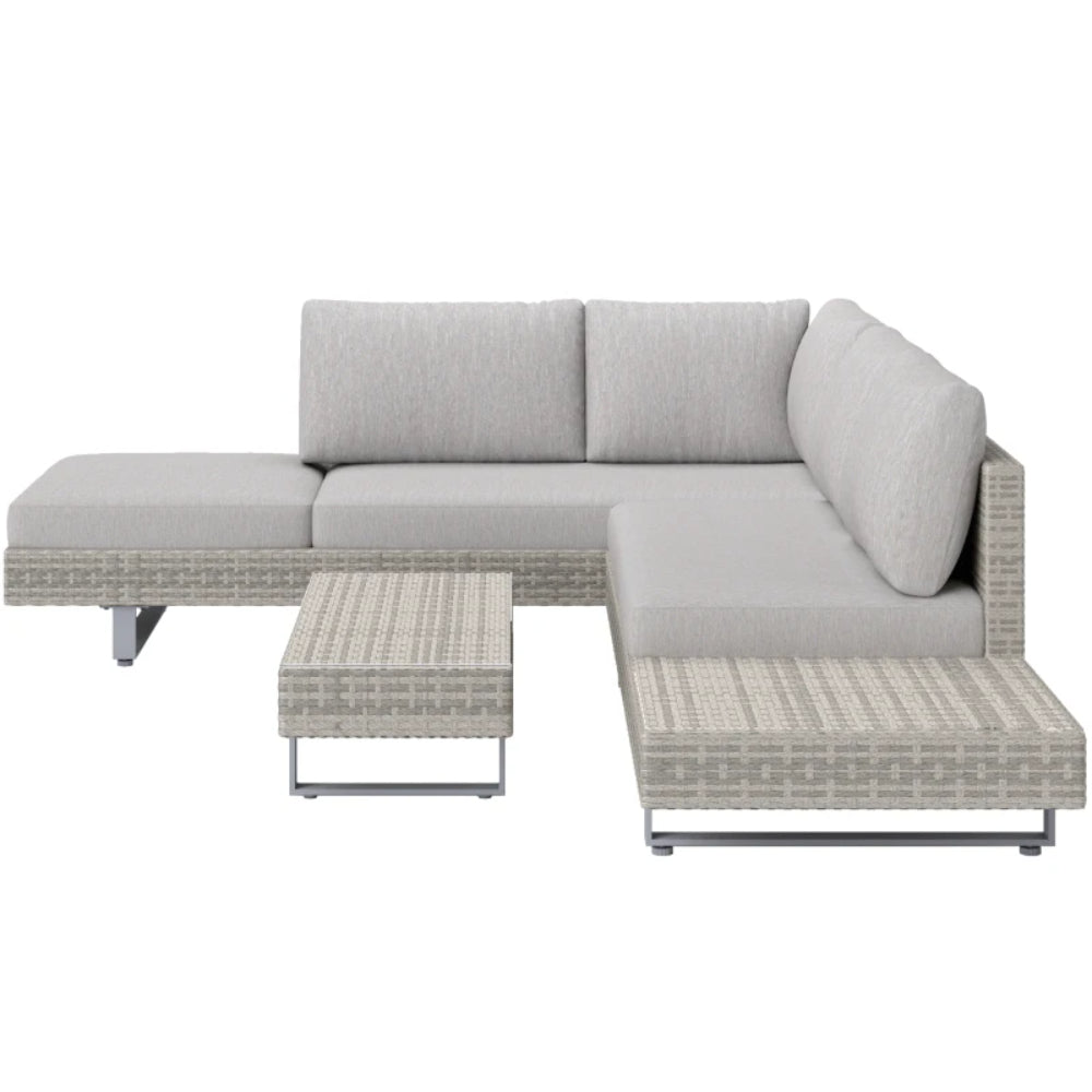 Outsunny Three-Piece Corner Rattan Set, with Glass Tables